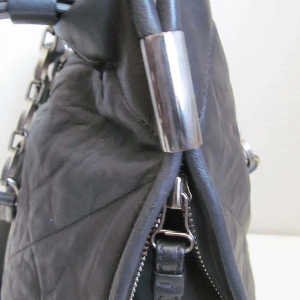 Lanvin Amalia Black Quilted Silky Soft Lambskin Leather Tote Large Handbag
